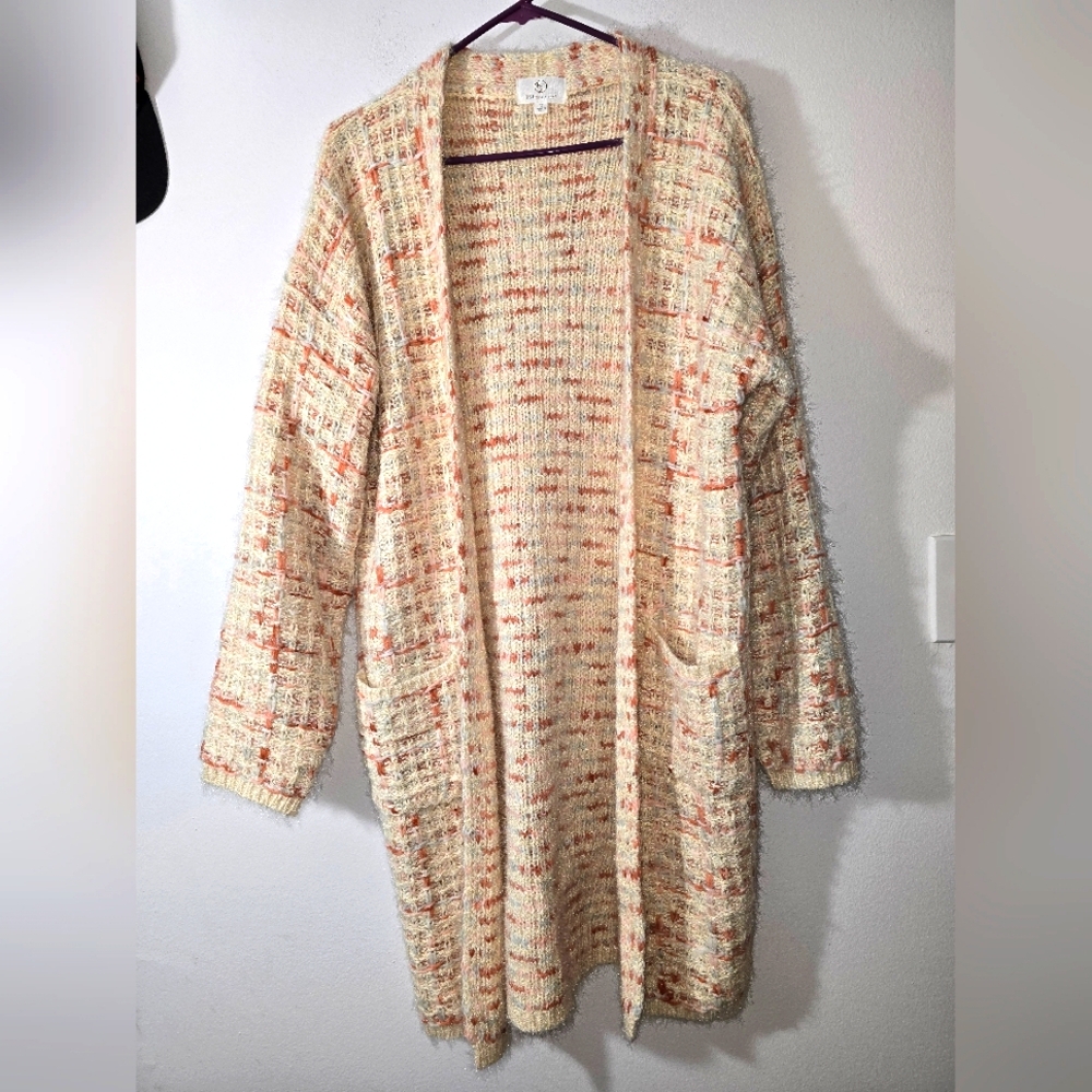 FSL Apparel Sprinkle open front Cardigan cream flecks of gold size medium